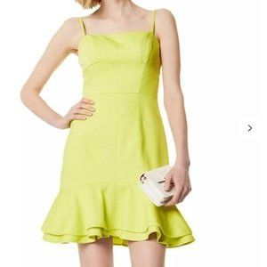 NWT $299 Karen Millen Bright Yellow Lime Spagetti Strap dress size 10 USA